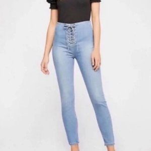 Free People lightwash lace up skinny jeans
